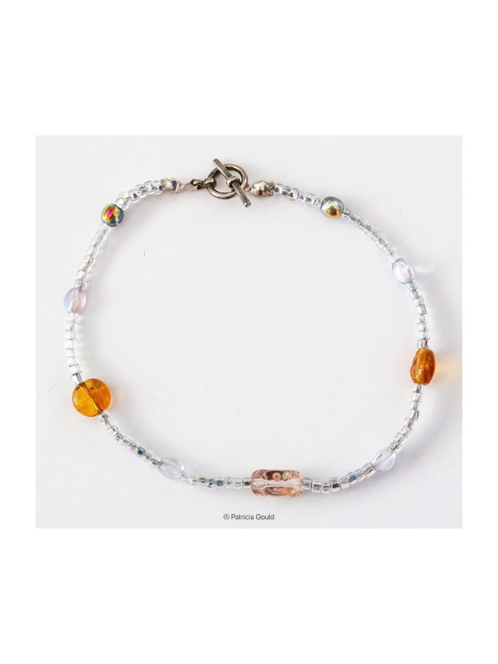 Handmade delicate glass beaded 7.5" bracelet - one of a kind BR1